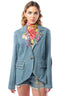 Alaia Stripe Embellished Denim Blazer