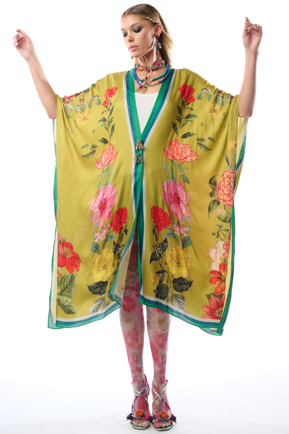 French Riviera Hand-Beaded Kimono