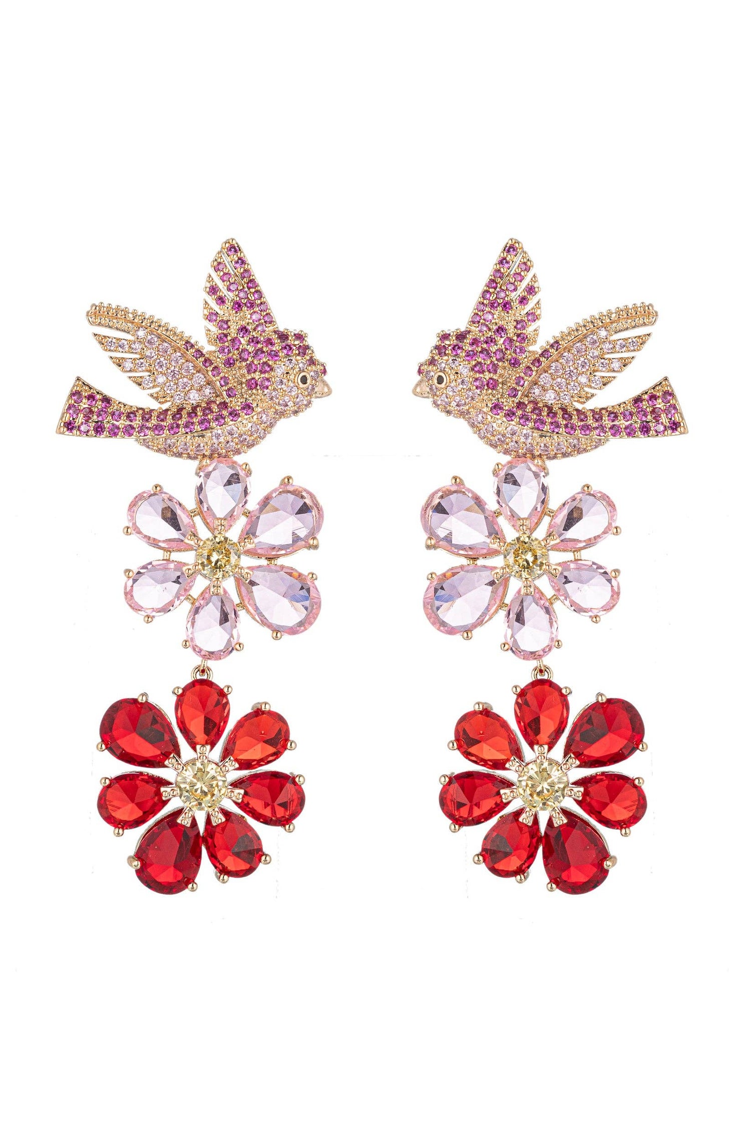 Pink Bird Statement Earrings