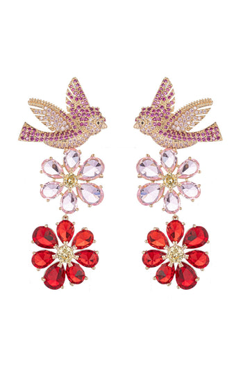 Pink Bird Statement Earrings