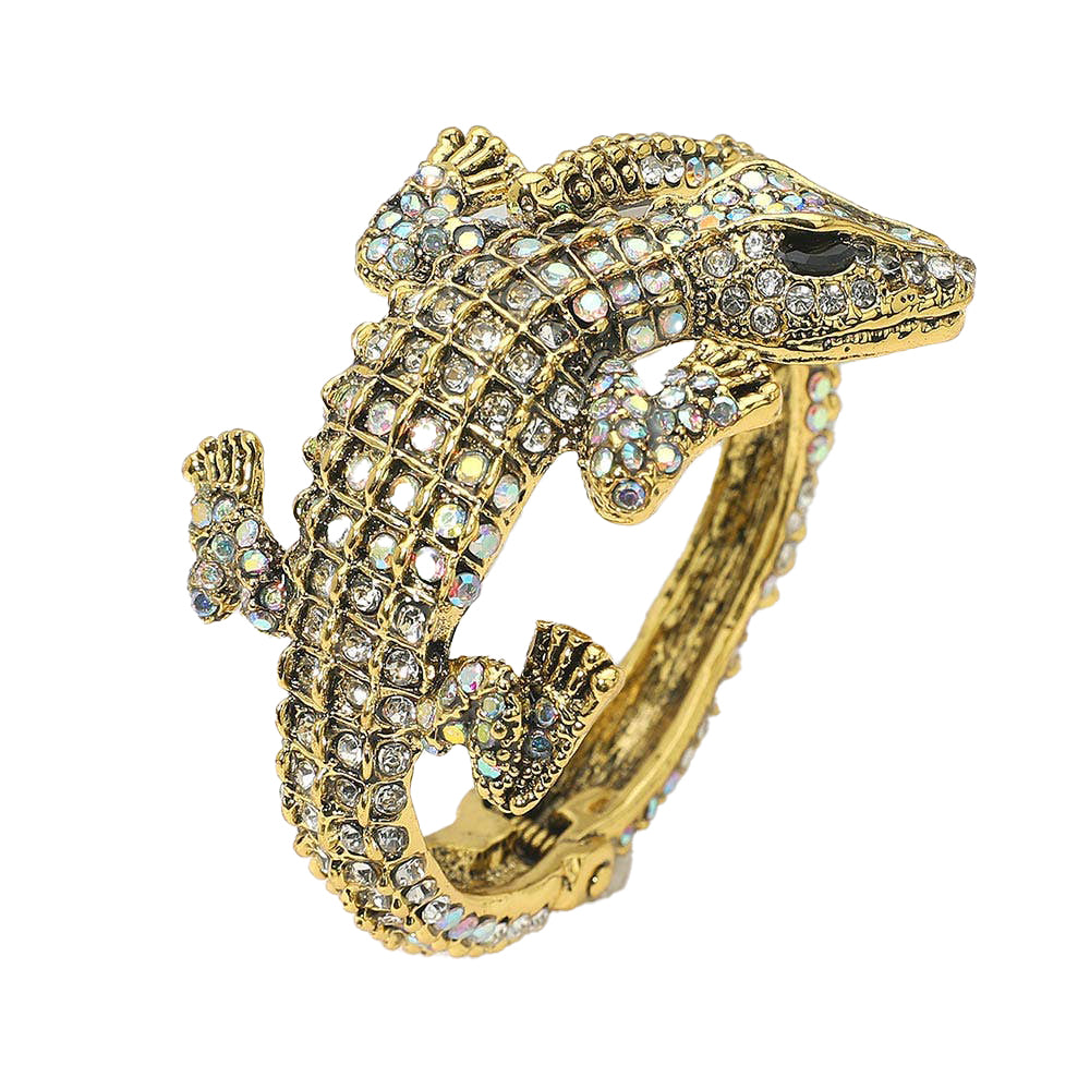 Crystal Rhinestone Crocodile Alligator Embellished Bracelet AB
