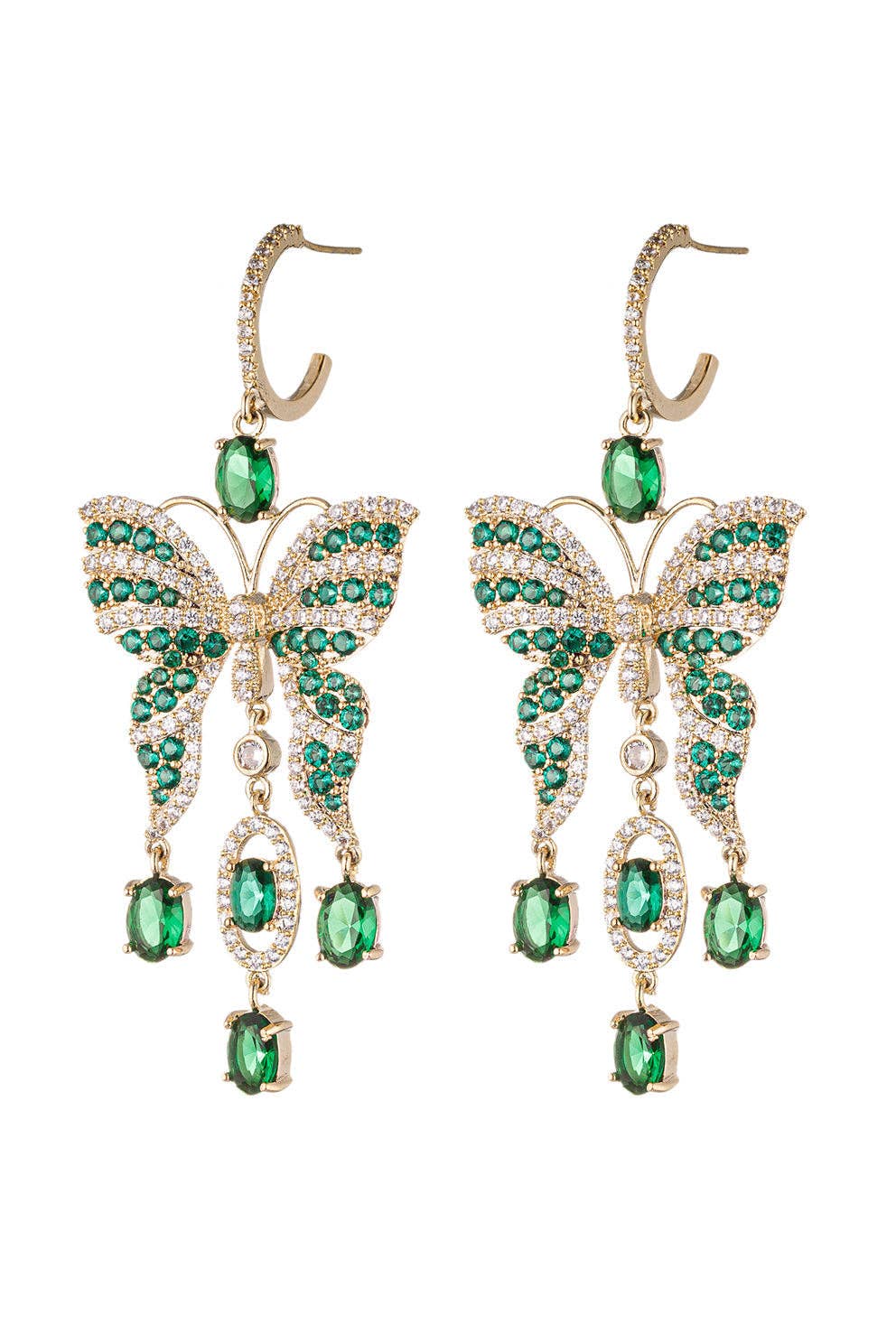 Monarch Butterfly CZ Drop Earrings