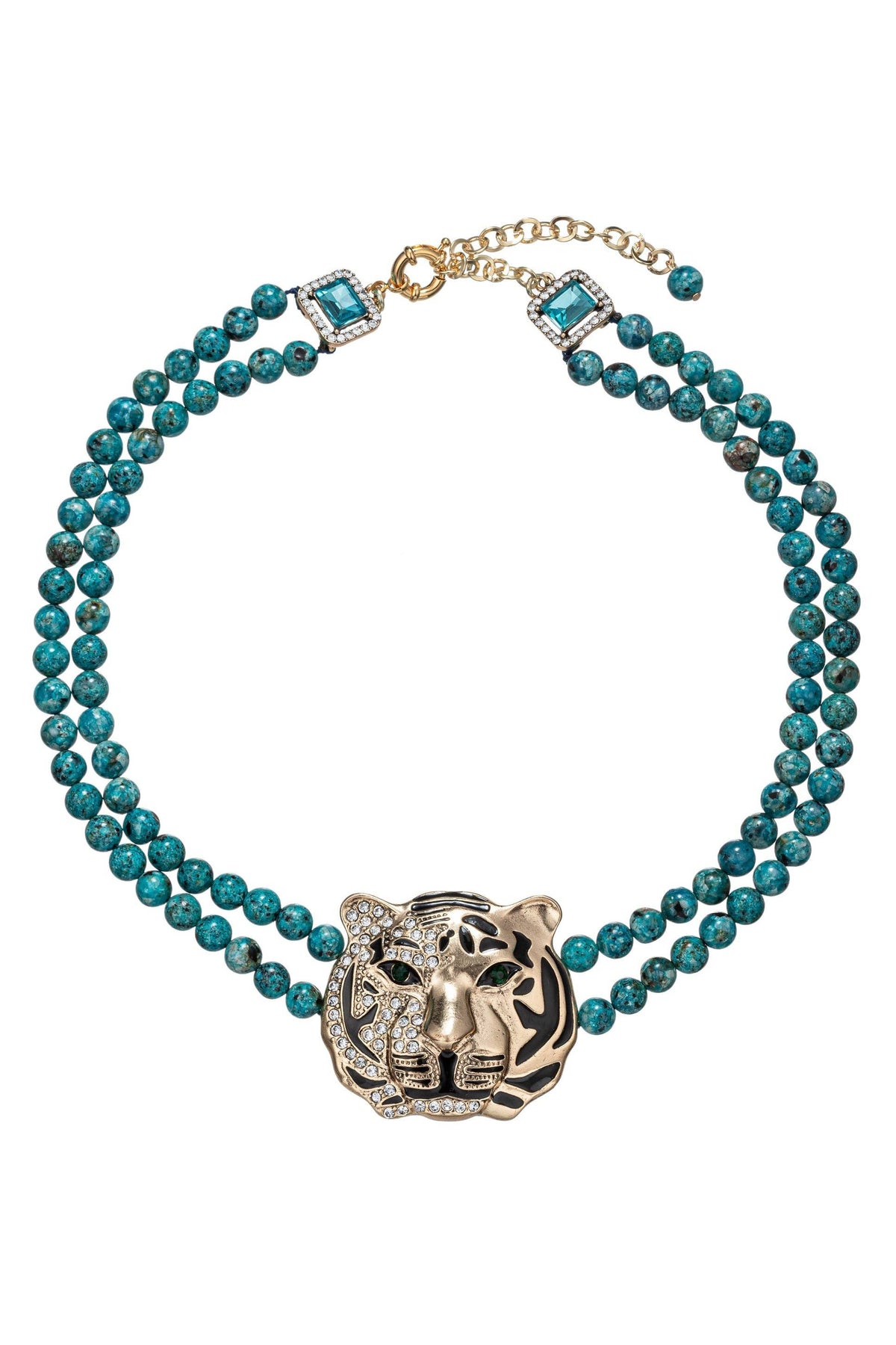 Tiger Agate Stone Beaded Necklace
