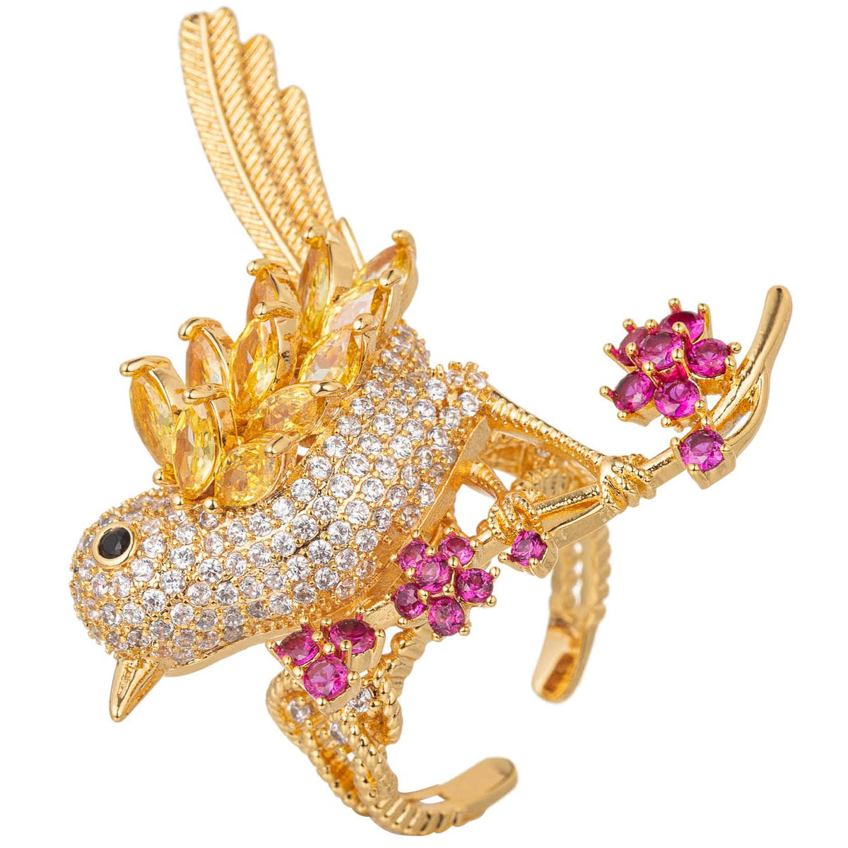 Birdie 18K Plated CZ Adjustable Ring