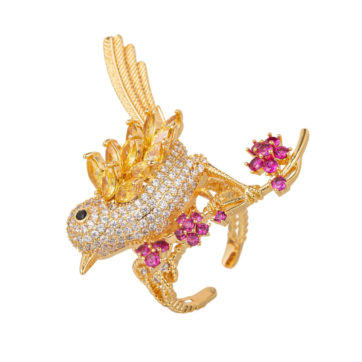 Birdie 18K Gold Plated CZ Adjustable Ring