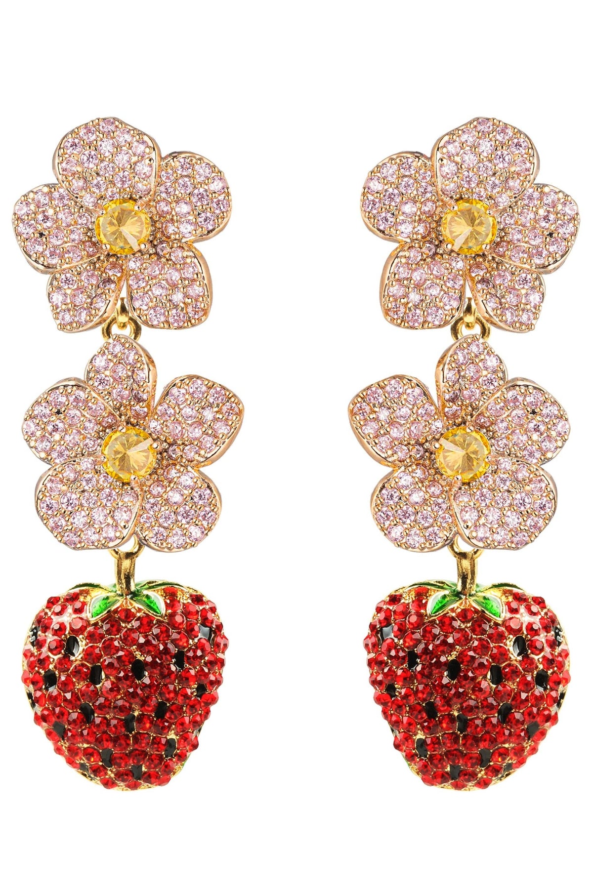 Juicy Strawberry 18K Plated CZ Drop Earrings