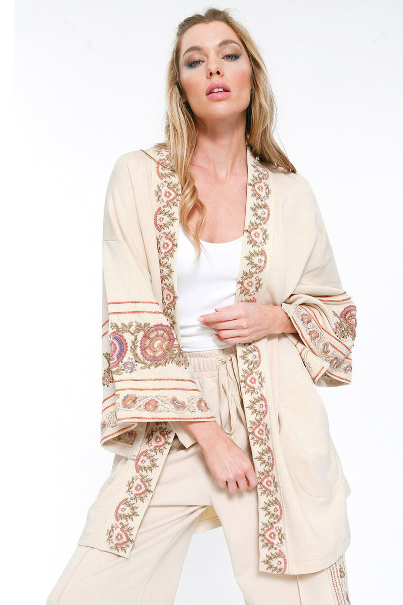 Juliette Embellished French Terry Kimono Jacket