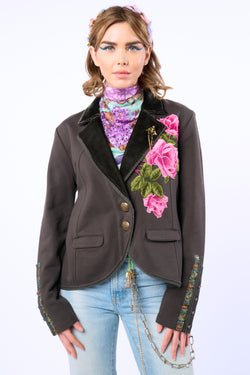 Colonel Embroidered Floral Knit French Terry Jacket/ Blazer