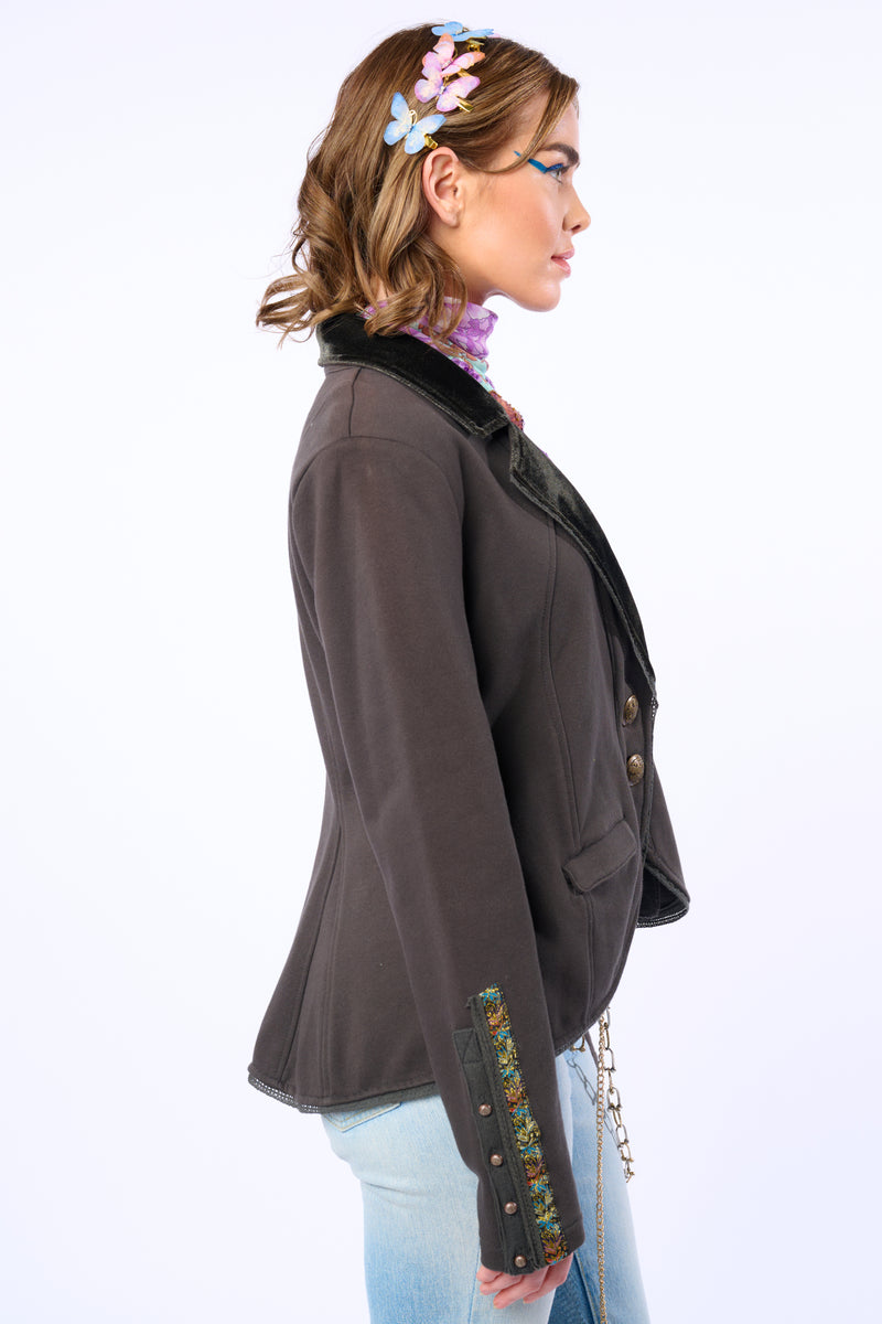 Colonel Embroidered Floral Knit French Terry Jacket/ Blazer