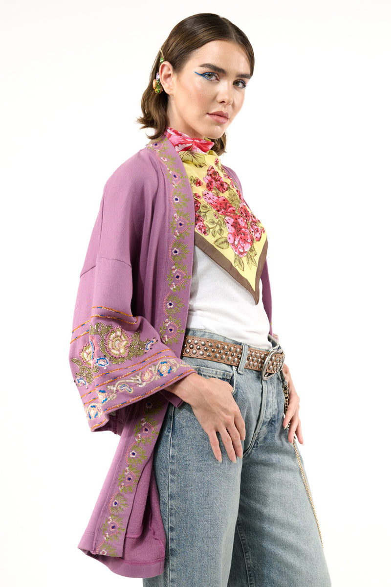 Juliette Embellished French Terry Kimono Jacket