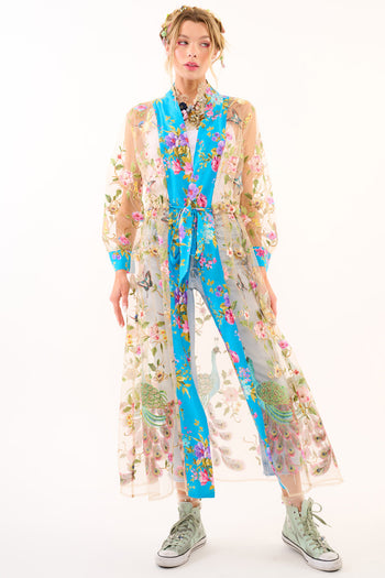 Garden of Eden Embroidered Mesh Kimono