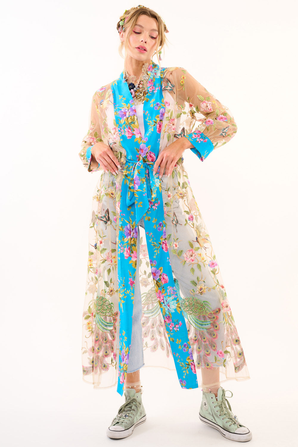 Aratta Garden of Eden Embroidered Mesh Kimono