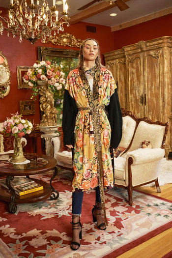 Venera Velvet Kimono With Sweater Sleeves