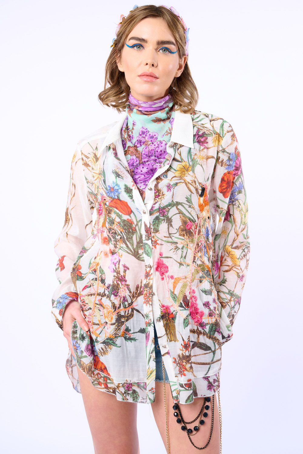 Lilia Embroidered Shirt in White