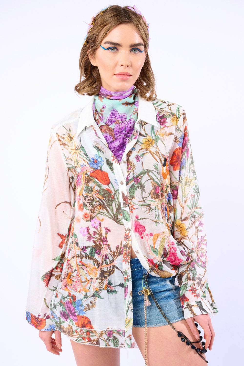 Lilia Embroidered Shirt in White
