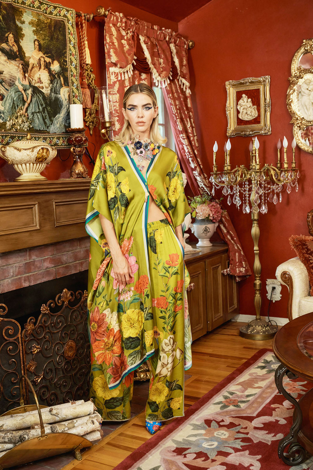 French Riviera Hand-Beaded Kimono