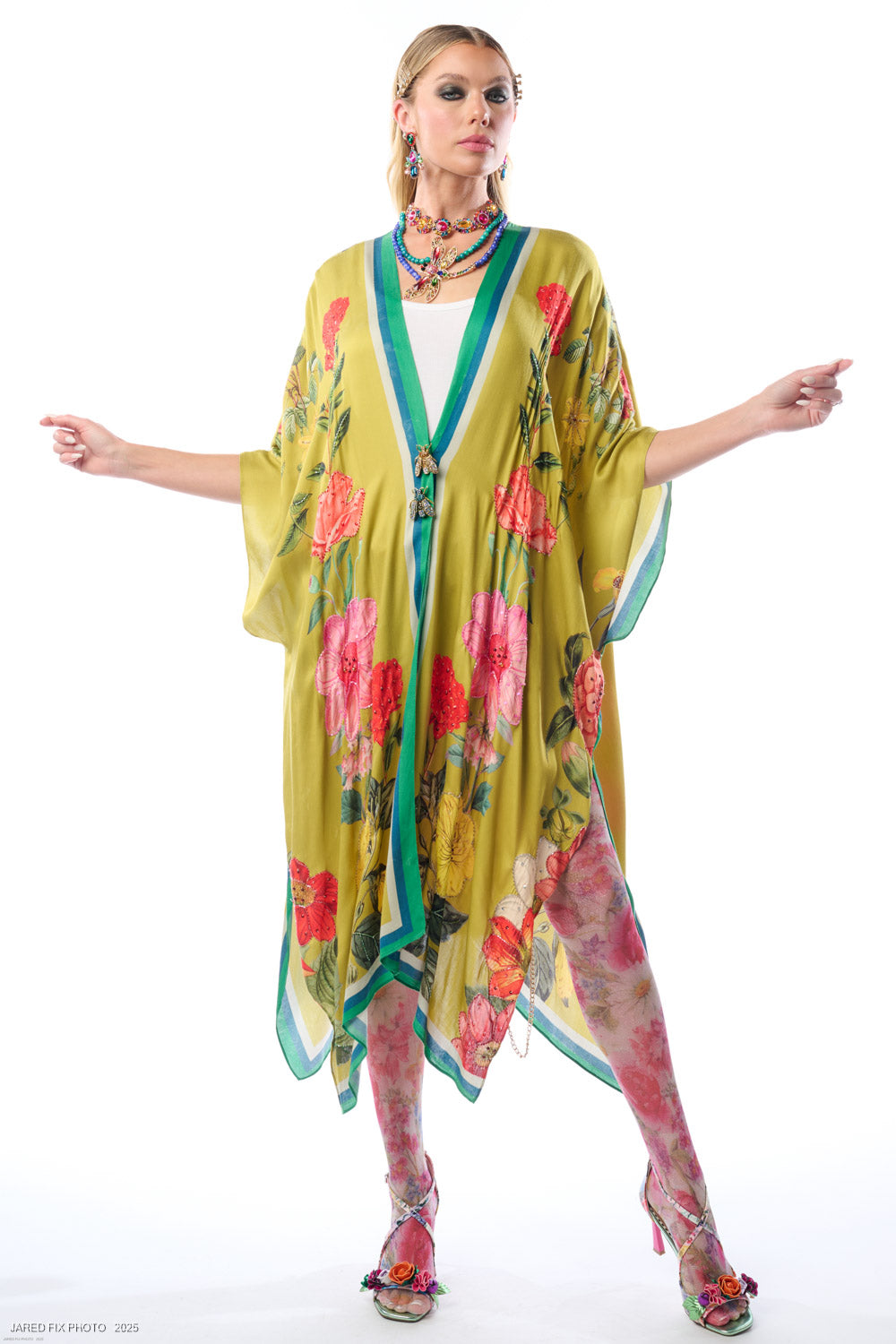 French Riviera Hand-Beaded Kimono