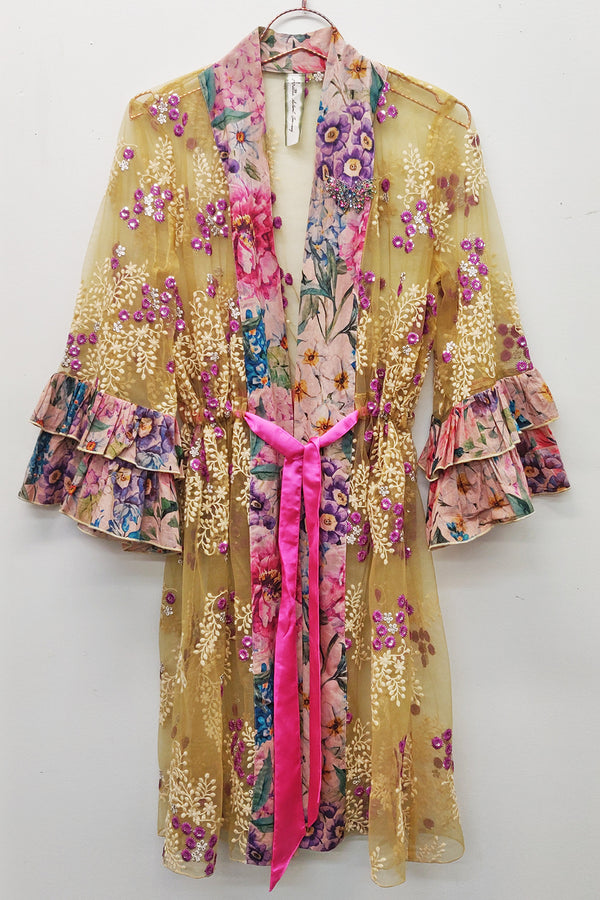 Miss September Embellished Mesh Kimono