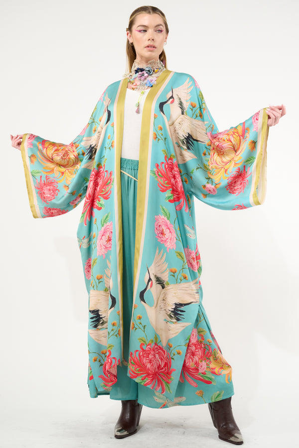 The Legend Of The Crane Maxi Kimono