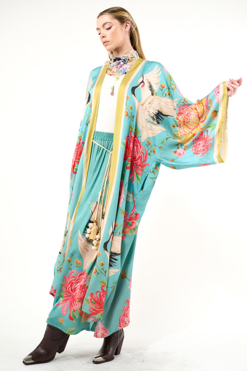 The Legend Of The Crane Maxi Kimono