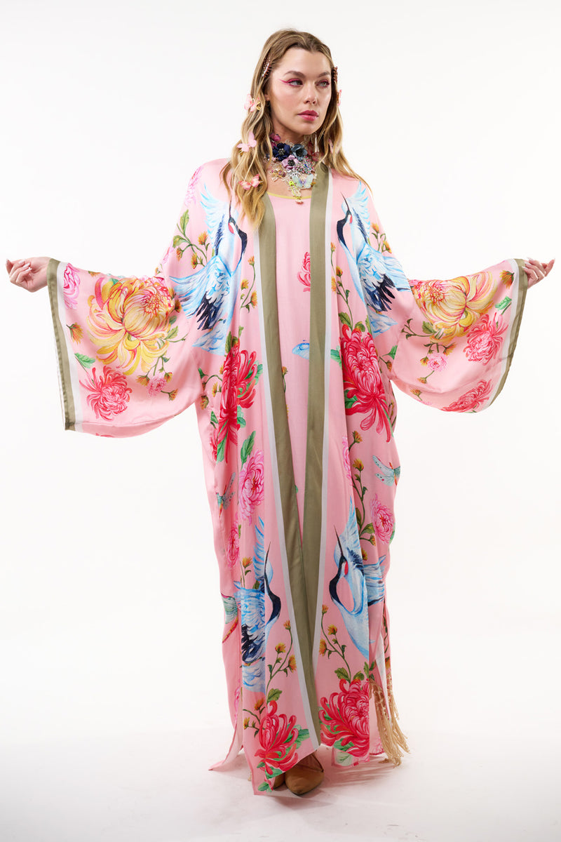 The Legend Of The Crane Maxi Kimono