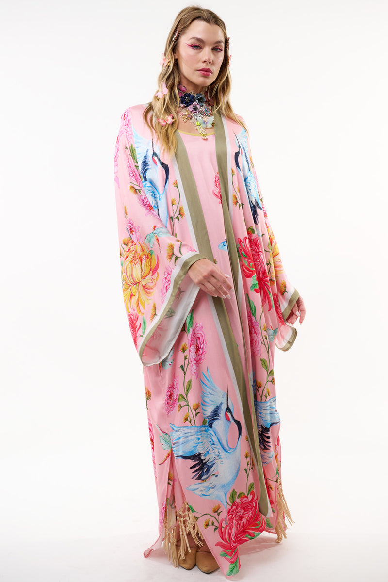 The Legend Of The Crane Maxi Kimono