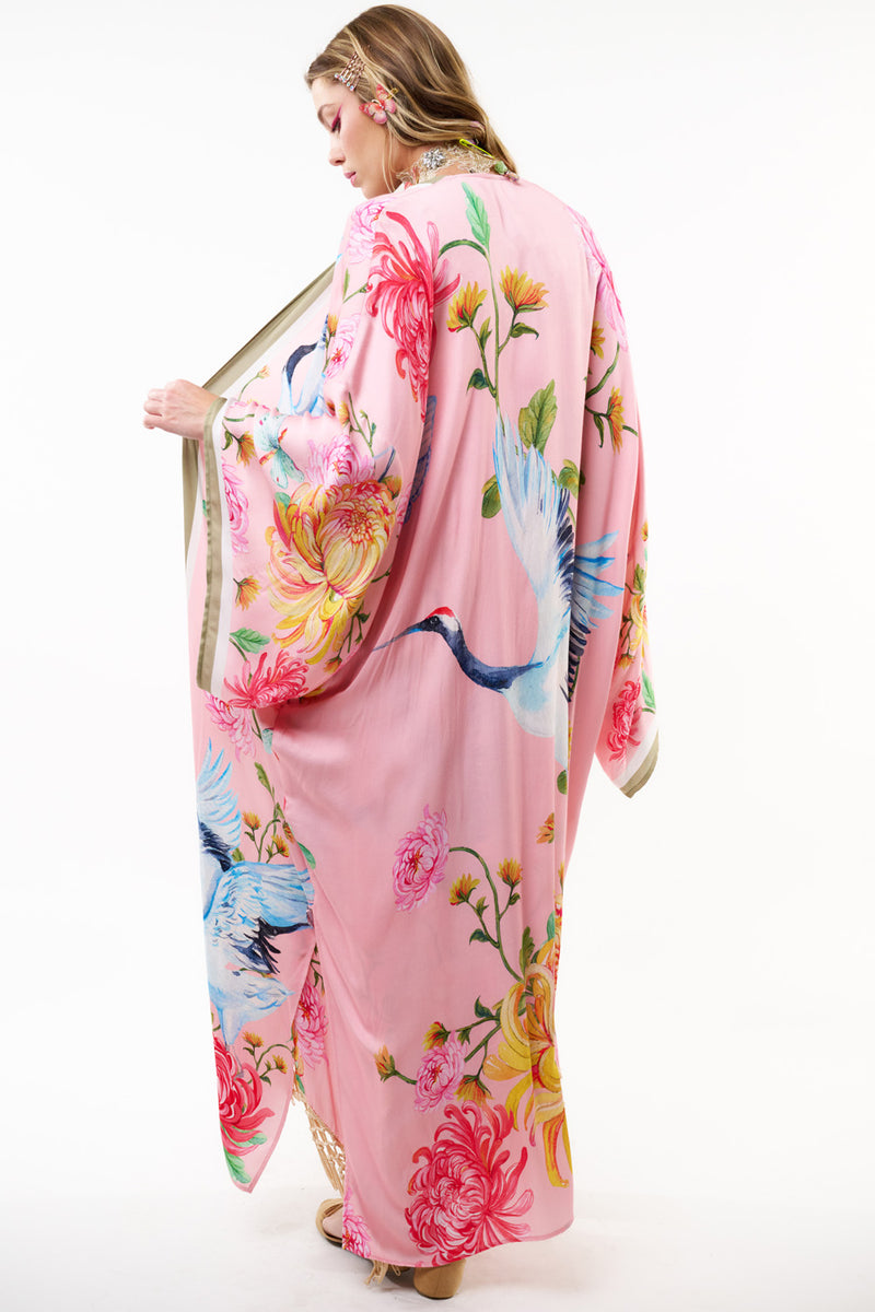 The Legend Of The Crane Maxi Kimono