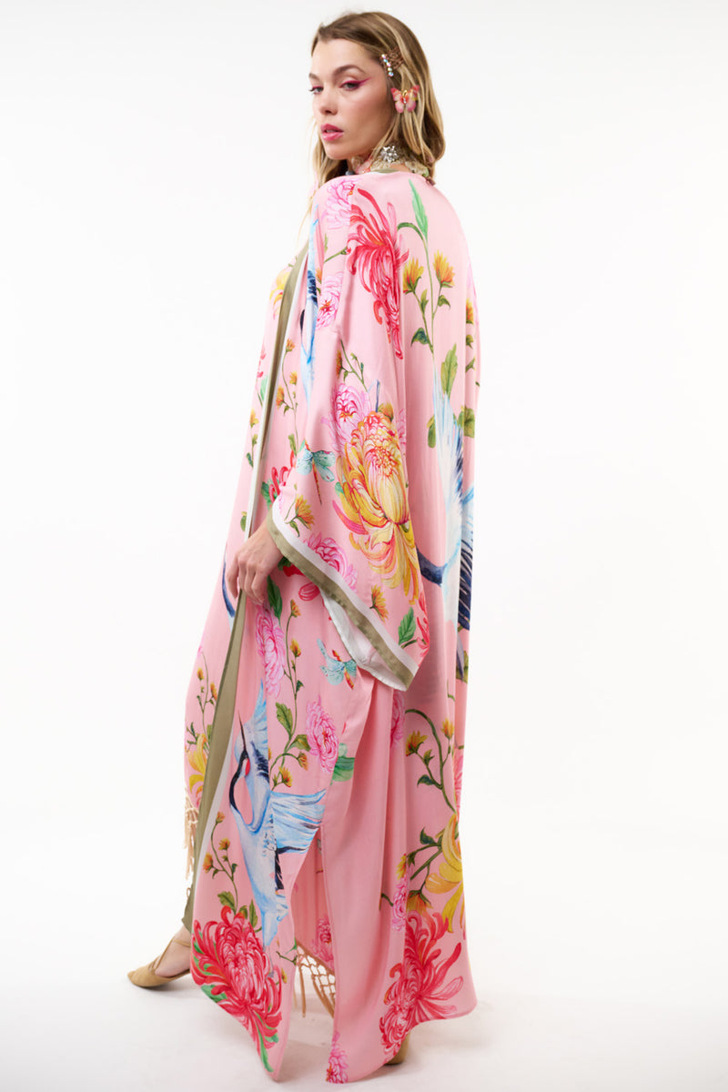 The Legend Of The Crane Maxi Kimono