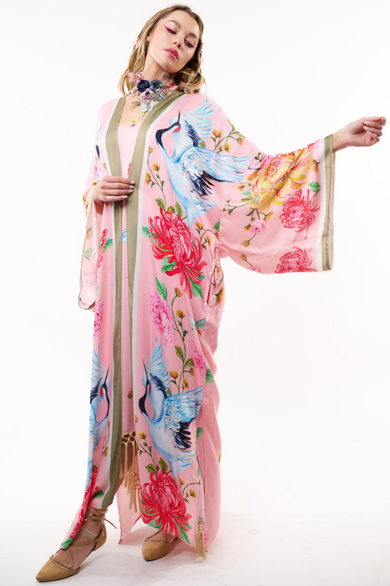 The Legend Of The Crane Maxi Kimono