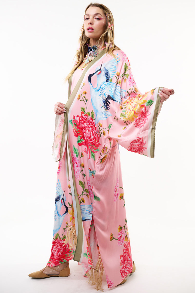 The Legend Of The Crane Maxi Kimono