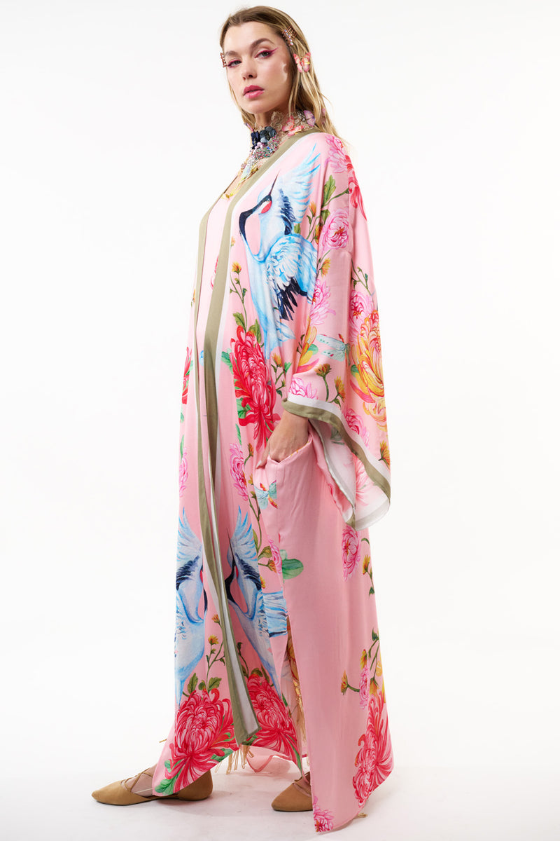 The Legend Of The Crane Maxi Kimono