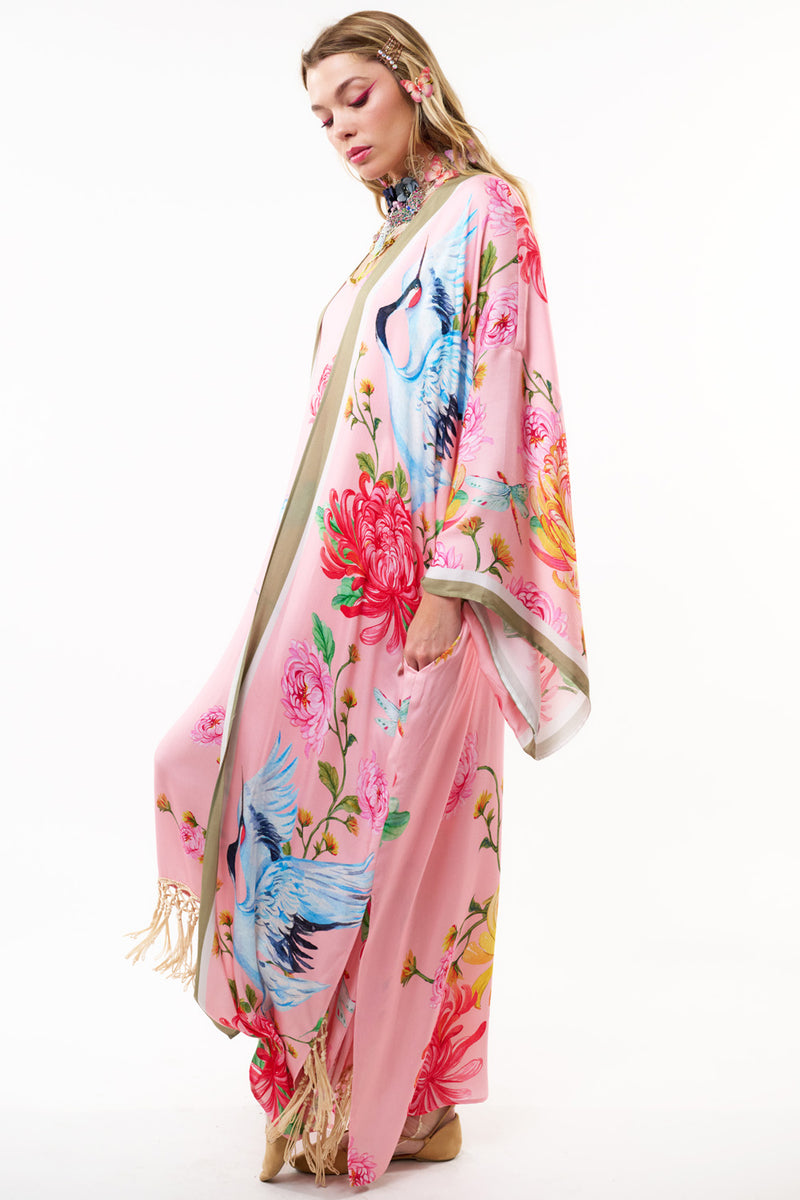 The Legend Of The Crane Maxi Kimono