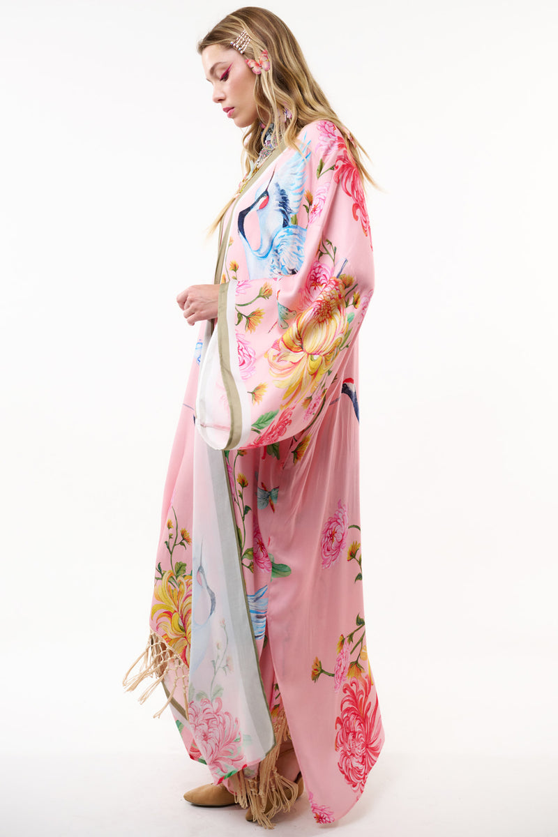 The Legend Of The Crane Maxi Kimono