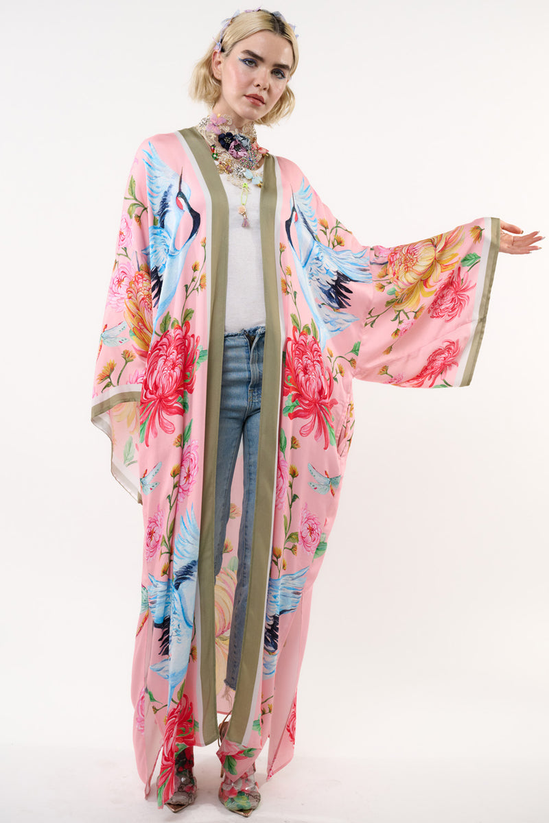 The Legend Of The Crane Maxi Kimono