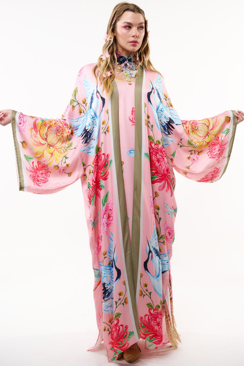 The Legend Of The Crane Maxi Kimono