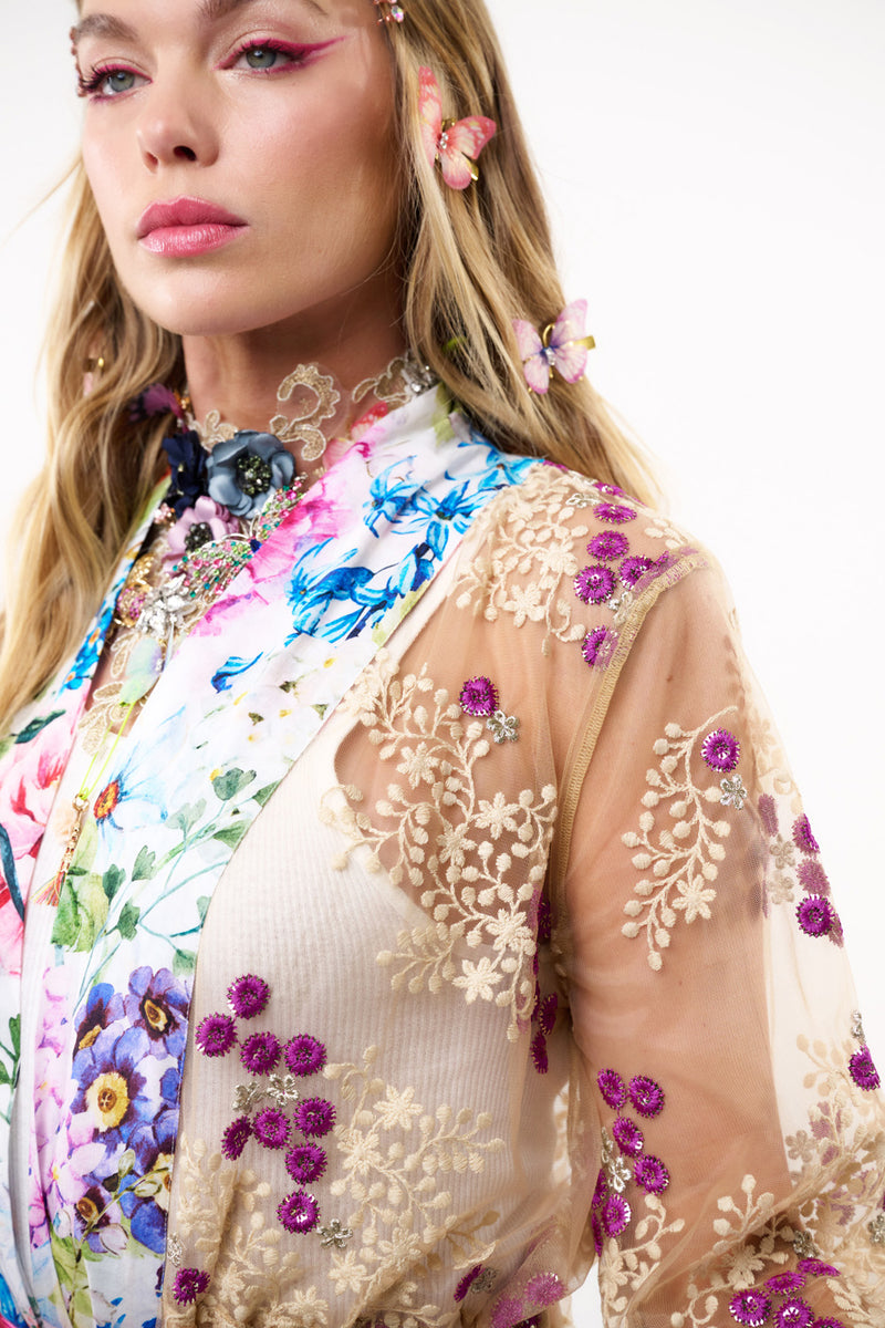 Ibiza Embellished Mesh Kimono