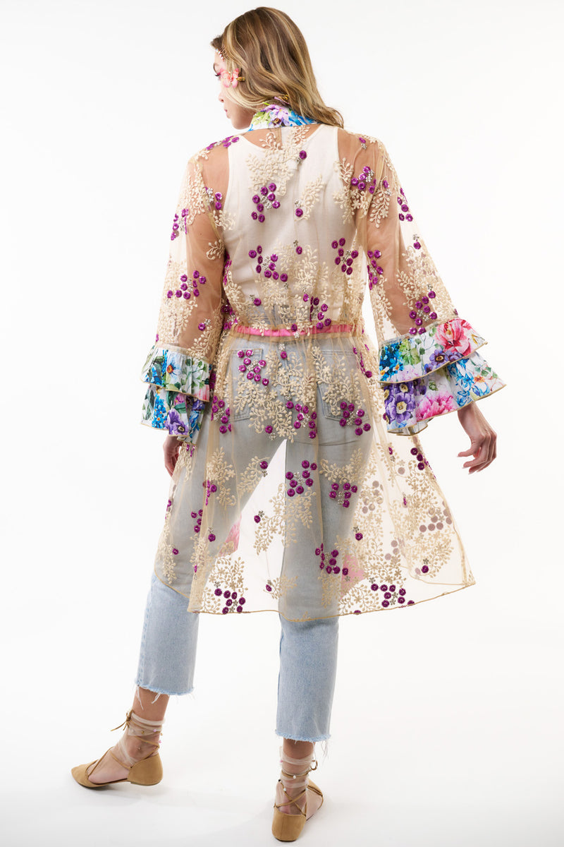 Ibiza Embellished Mesh Kimono