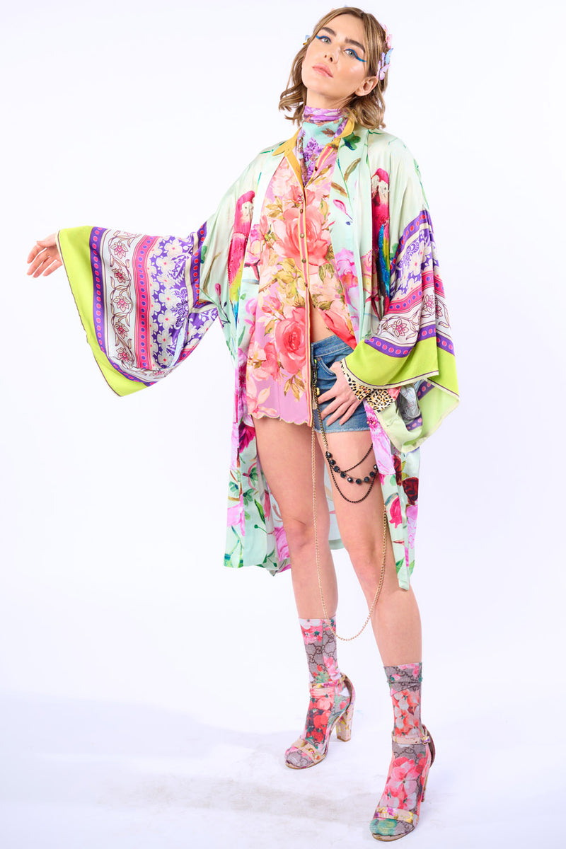 Tropical Mood Hand-Beaded Kimono/Topper