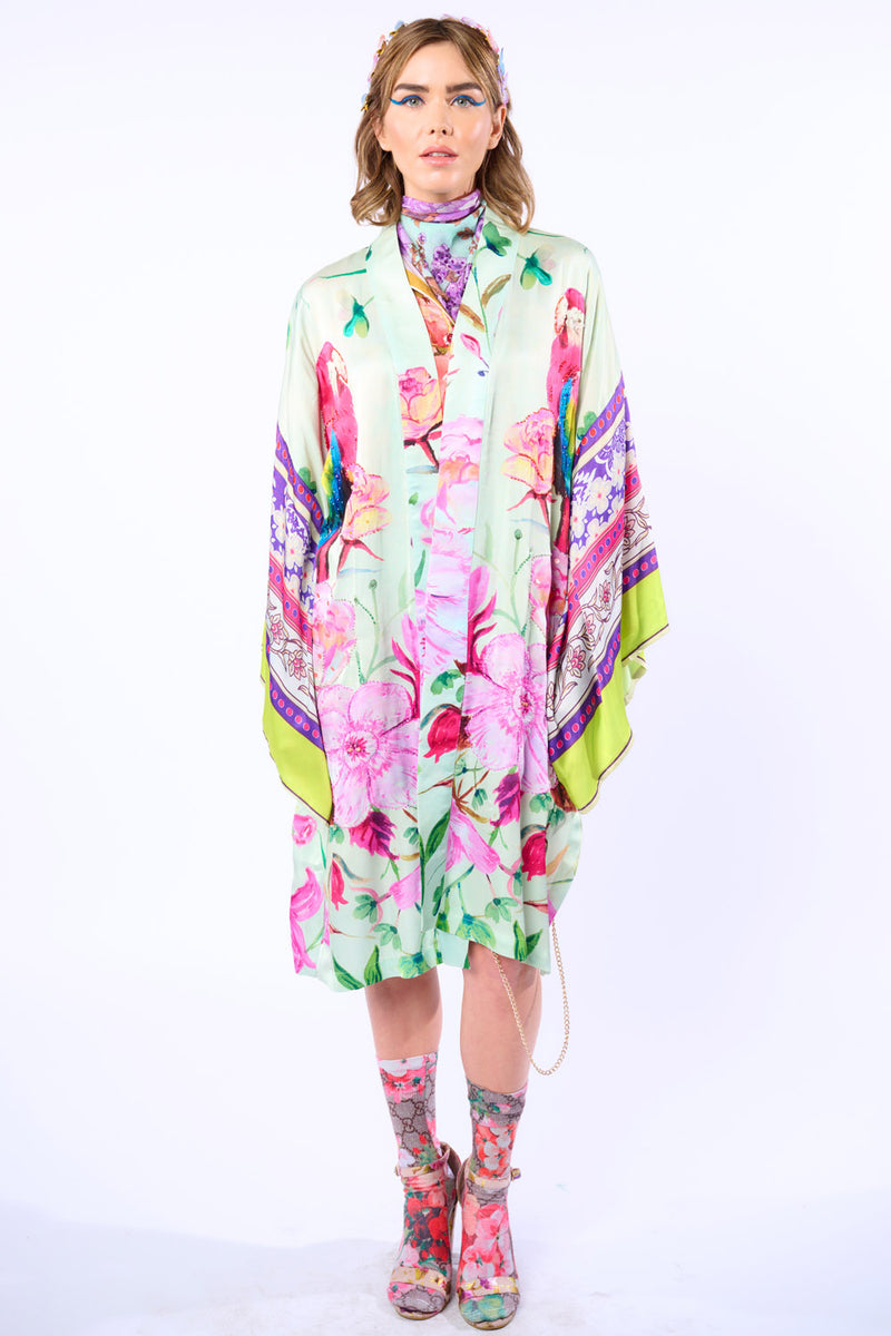 Tropical Mood Hand-Beaded Kimono/Topper