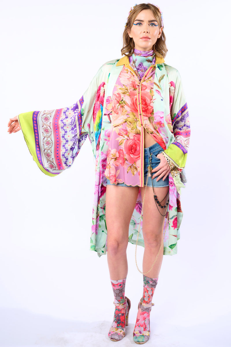 Tropical Mood Hand-Beaded Kimono/Topper