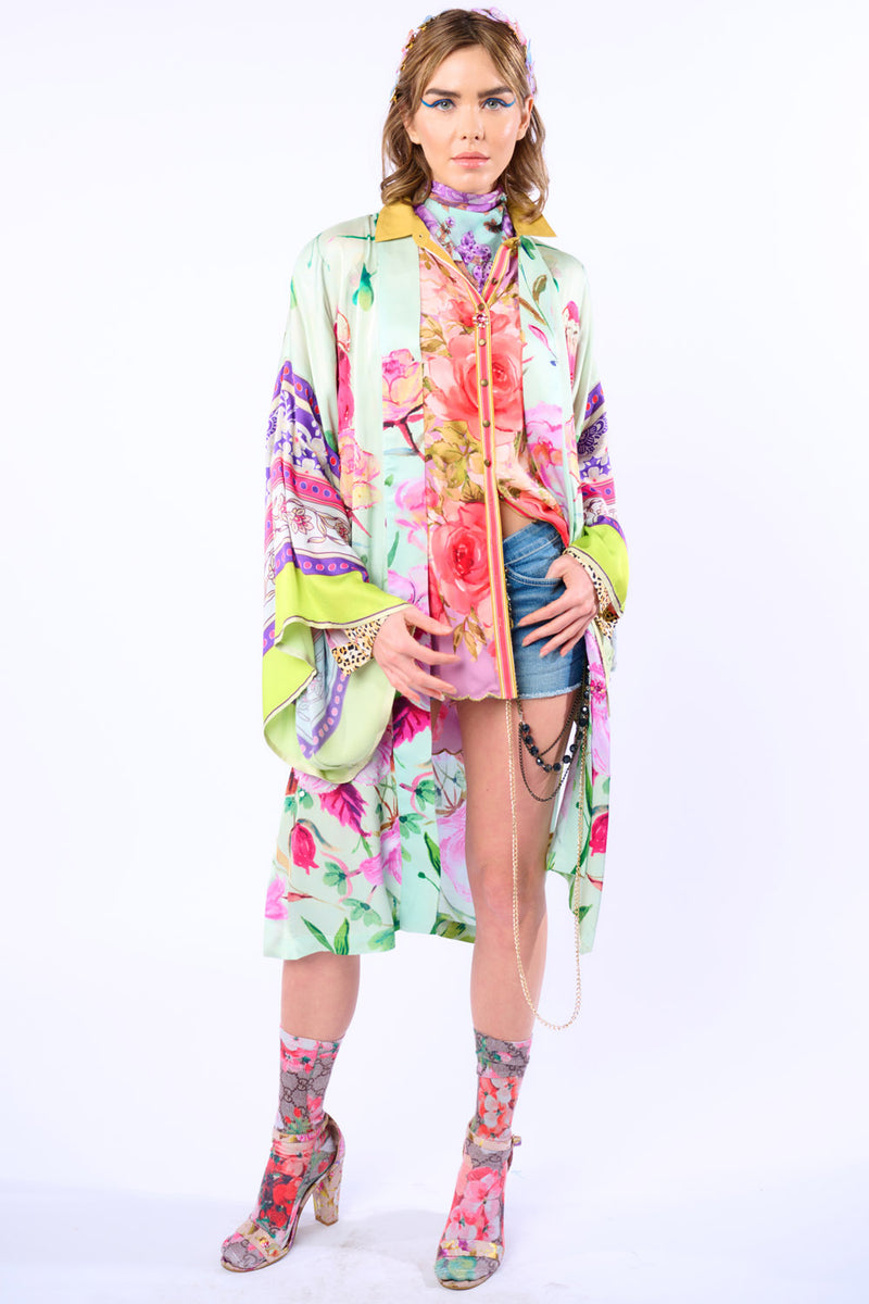 Tropical Mood Hand-Beaded Kimono/Topper