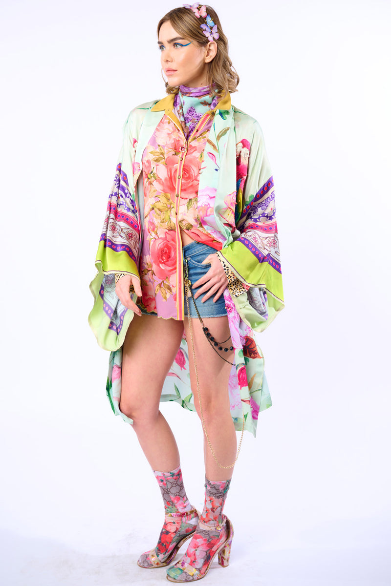 Tropical Mood Hand-Beaded Kimono/Topper