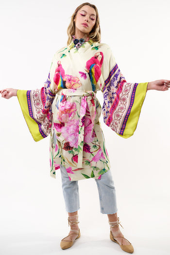 Tropical Mood Hand-Beaded Kimono/Topper