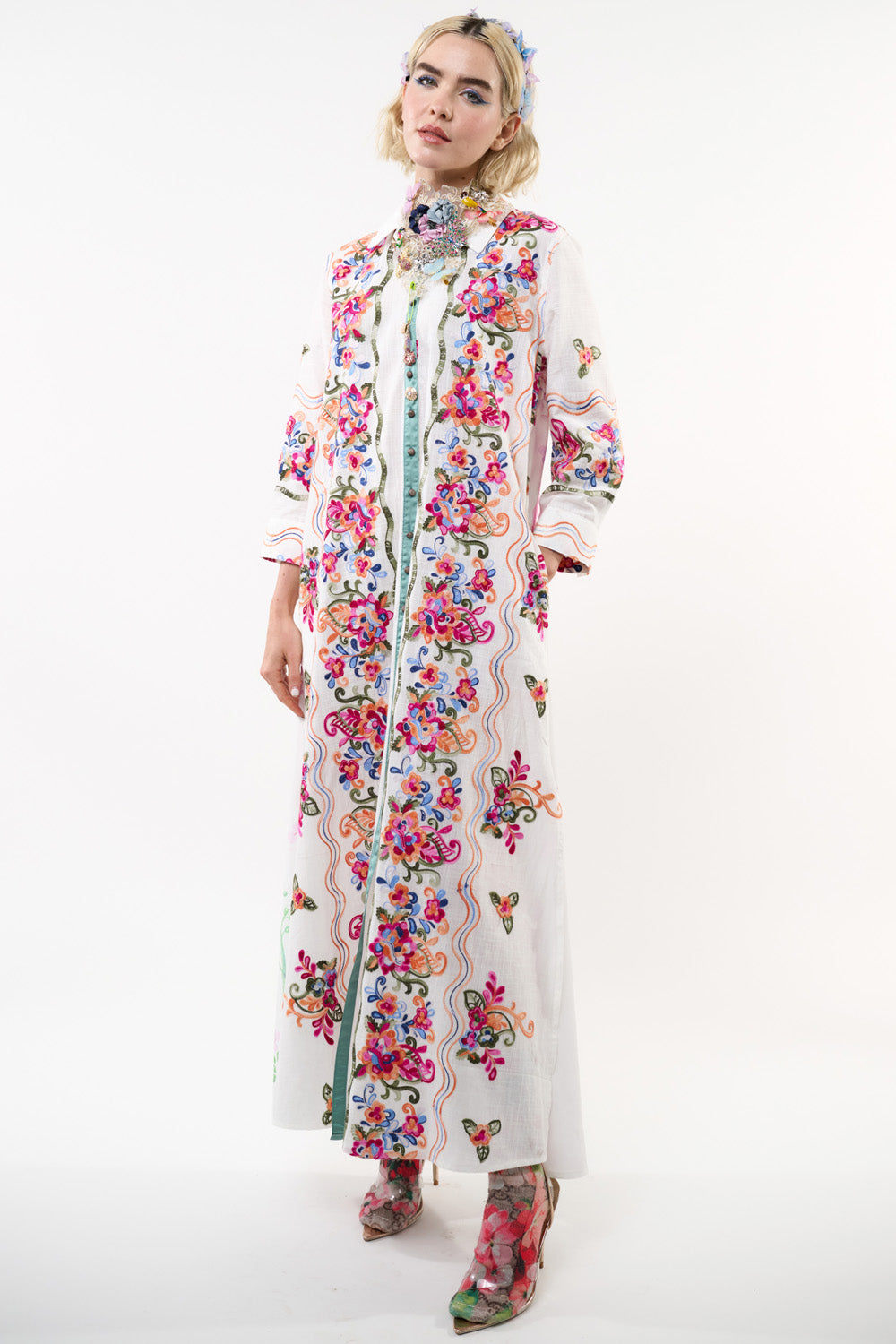 Beauty Mark Maxi Duster in White