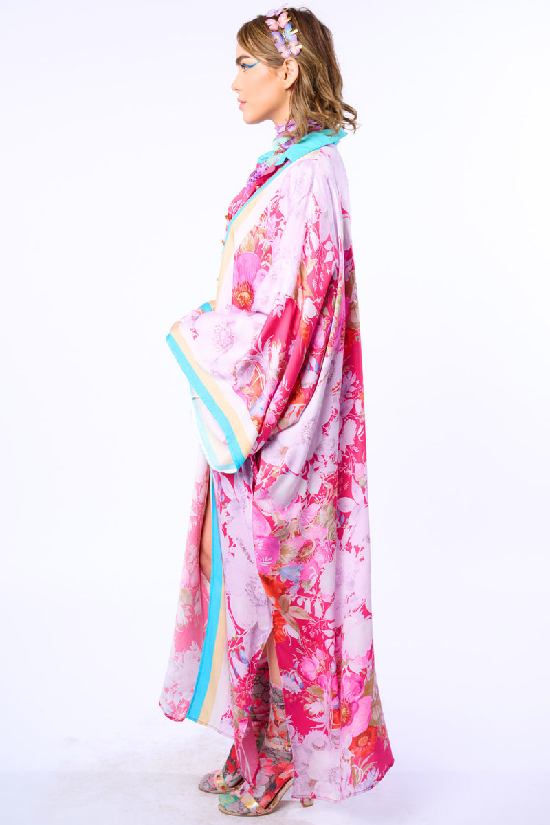 Pretty In The Pink Maxi Kimono / Topper