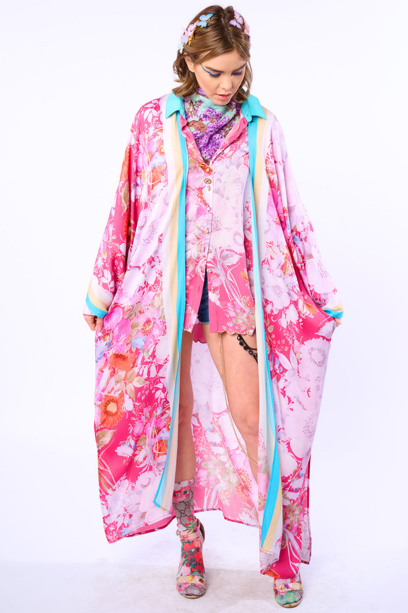 Pretty In The Pink Maxi Kimono / Topper