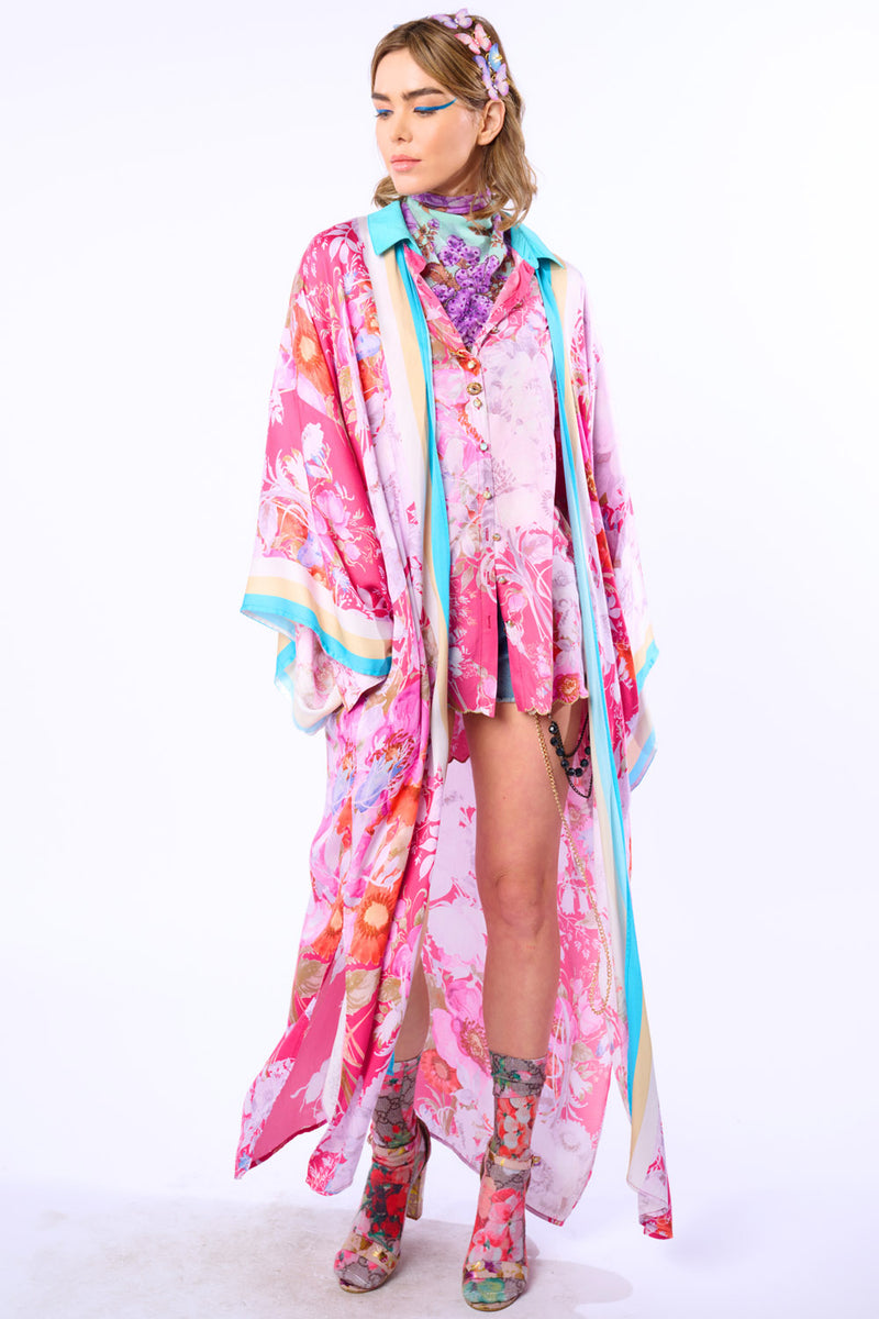 Pretty In The Pink Maxi Kimono / Topper