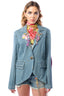 Alaia Stripe Embellished Denim Blazer