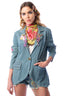 Alaia Stripe Embellished Denim Blazer