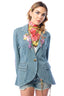 Alaia Stripe Embellished Denim Blazer